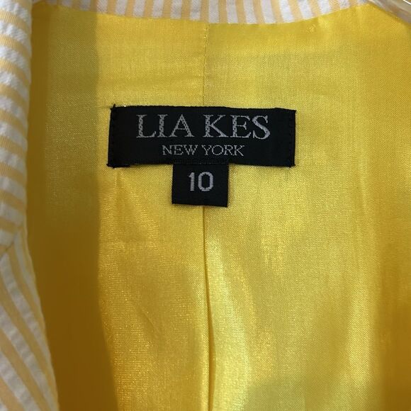Lia Kes Yellow Seersucker Women's Blazer - Size 10 - Picture 2 of 10